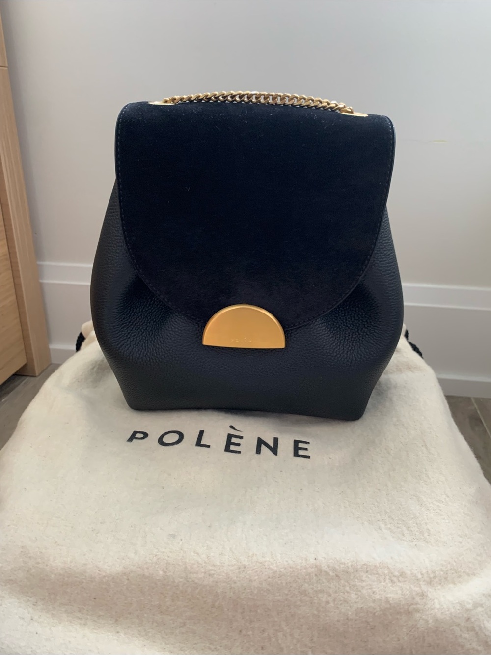 Polene Numero Un Mini Backpack-Black Leather & Suede - Picture 2 of 12